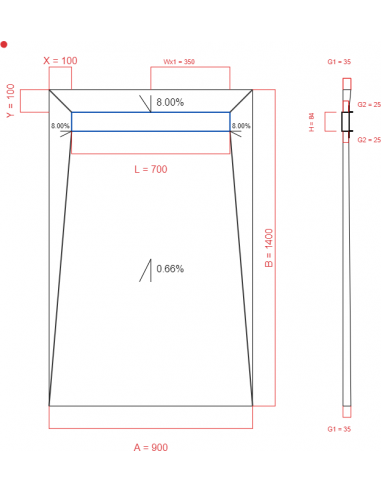 Showerbase Wiper 4 Way 900 X 1400 Mm. . . 