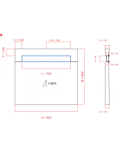 Showerlay Wiper 1 Way 900 X 800 Mm. . . 