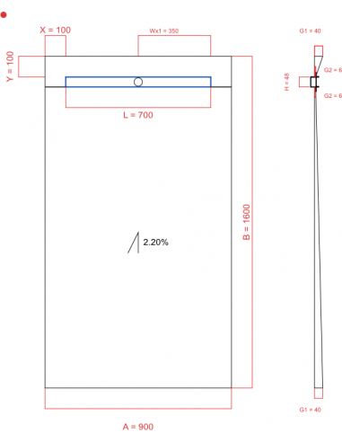 Showerbase Wiper 1 Way 900 X 1600 Mm. . . 