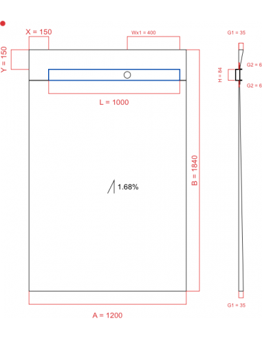 Showerbase Wiper 1 Way 1200 X 1840 Mm. . . 