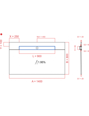 Showerbase Wiper 1 Way 1400 X 800 Mm. . . 