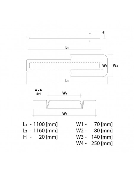Duschrinne - Wiper - Invisible - 1100 - Mm