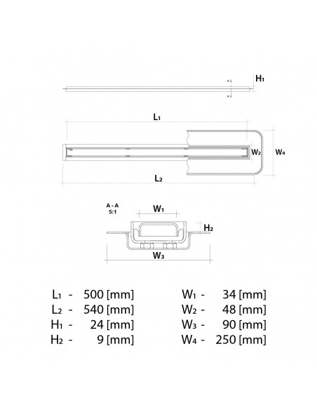 Niedrige - Duschrinne - Mit - Sekundaerentwaesserung - 50 - Cm - Wiper - Elite - Slim - Ponente