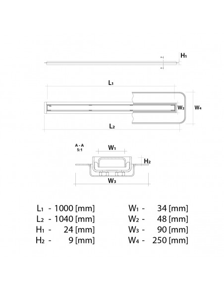 Niedrige - Duschrinne - Mit - Sekundaerentwaesserung - 100 - Cm - Wiper - Elite - Slim - Ponente