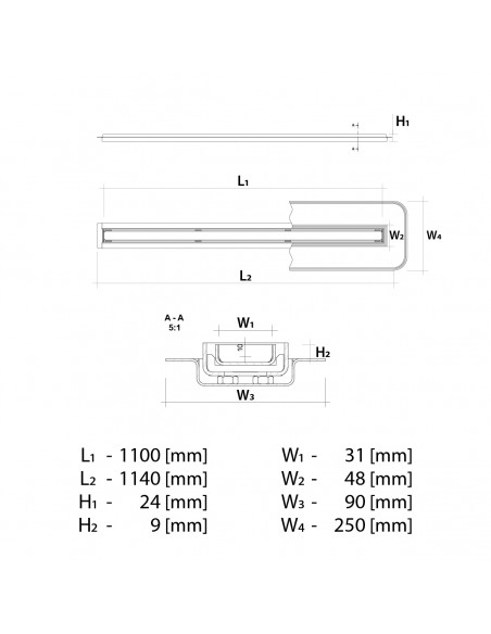 Niedrige - Duschrinne - Mit - Sekundaerentwaesserung - 110 - Cm - Wiper - Elite - Slim - Pure