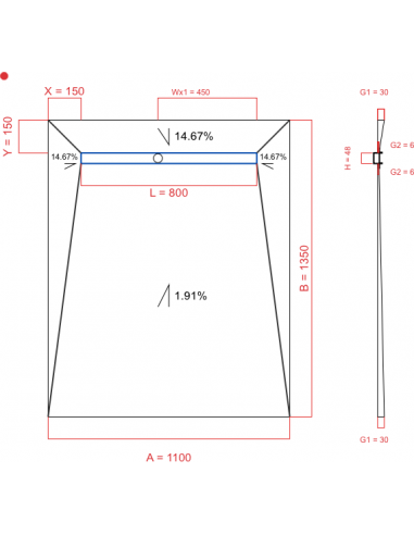 Showerbase Wiper 4 Way 1100 X 1350 Mm. . . 