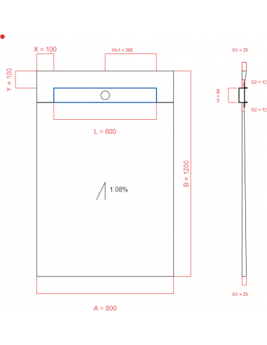 Showerbase Wiper 1 Way 800 X 1200 Mm. . . 