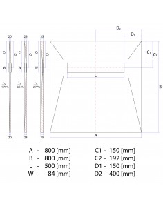 Komplett - Set: Befliesbares Duschelement Mit 4 - Seitigem Gefälle, Designrost "Pure" Und Siphon 2 Komplett - Set: Befliesbares Duschelement Mit 4 - Seitigem Gefälle, Designrost "Pure" Und Siphon 2