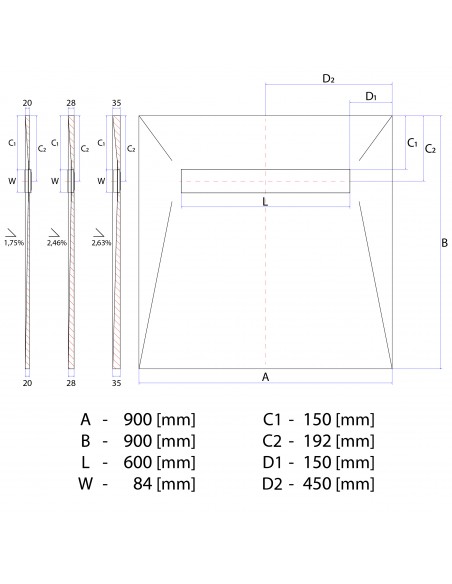 Duschelement - 90 - X - 90 - Cm - 4 - Seitiges - Gefaelle - Mit - Rinne - Wiper - Showerlay - Line - Premium - Pure - Fuer...