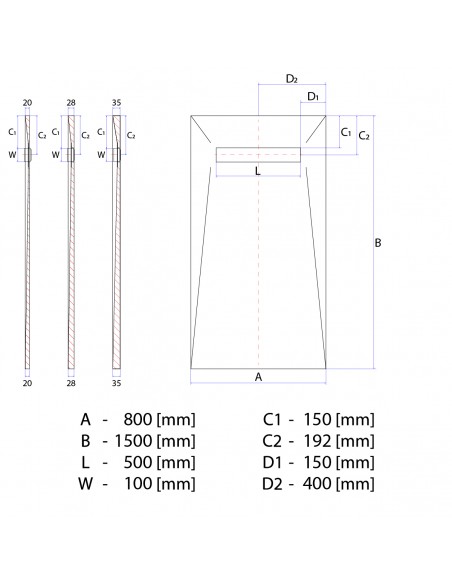 Duschelement - Fuer - Vinylboden - 80 - X - 150 - Cm - 4 - Seitiges - Gefaelle - Mit - Rinne - Wiper - Showerlay - Line - ...