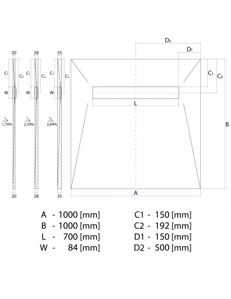 Duschelement - 100 - X - 100 - Cm - 4 - Seitiges - Gefaelle - Mit - Rinne - Wiper - Showerlay - Line - Premium - Pure - Fu...