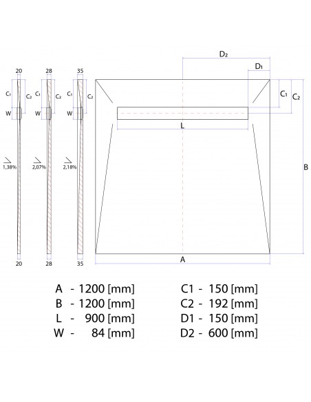 Duschelement - 120 - X - 120 - Cm - 4 - Seitiges - Gefaelle - Mit - Rinne - Wiper - Showerlay - Line - Premium - Pure - Fu...