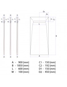 Komplett - Set: Duschelement Für Vinylboden Mit 4 - Seitigem Gefälle, Designrost "Ponente" Und Siphon 2 Komplett - Set: Duschelement Für Vinylboden Mit 4 - Seitigem Gefälle, Designrost "Ponente" Und Siphon 2