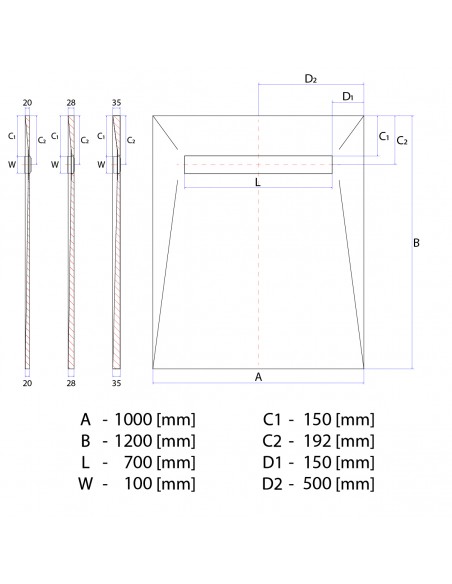 Duschelement - Fuer - Vinylboden - 100 - X - 120 - Cm - 4 - Seitiges - Gefaelle - Mit - Rinne - Wiper - Showerlay - Line -...