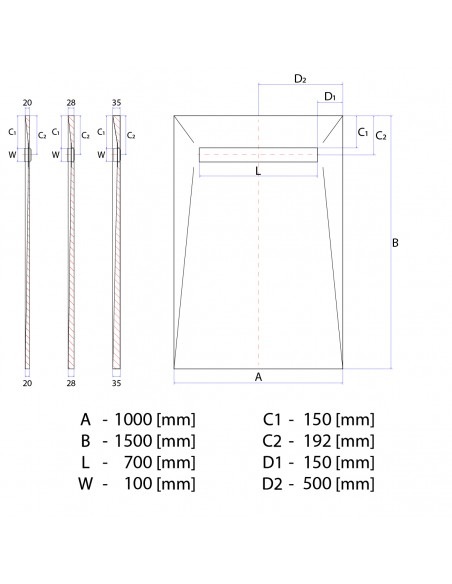 Duschelement - Fuer - Vinylboden - 100 - X - 150 - Cm - 4 - Seitiges - Gefaelle - Mit - Rinne - Wiper - Showerlay - Line -...