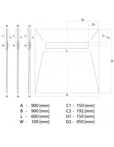 Duschelement - Fuer - Vinylboden - 90 - X - 90 - Cm - 4 - Seitiges - Gefaelle - Mit - Rinne - Wiper - Showerlay - Line - V...