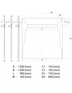 Komplett - Set: Duschelement Für Vinylboden Mit 4 - Seitigem Gefälle, Designrost "Mistral" Und Siphon 2