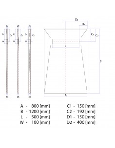 Komplett - Set: Duschelement Für Vinylboden Mit 4 - Seitigem Gefälle, Designrost "Mistral" Und Siphon 2