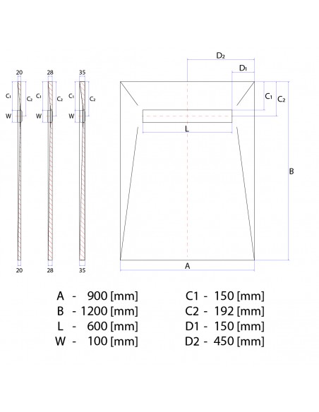 Duschelement - Fuer - Vinylboden - 90 - X - 120 - Cm - 4 - Seitiges - Gefaelle - Mit - Rinne - Wiper - Showerlay - Line - ...