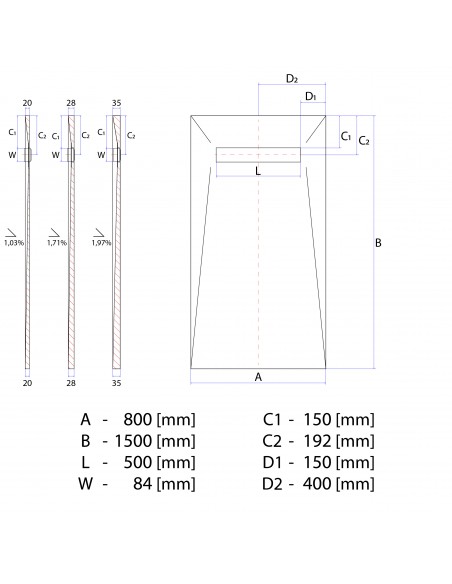 Duschelement - 80 - X - 150 - Cm - 4 - Seitiges - Gefaelle - Mit - Rinne - Wiper - Showerlay - Line - Premium - Pure - Fue...