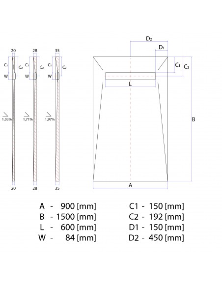 Duschelement - 90 - X - 150 - Cm - 4 - Seitiges - Gefaelle - Mit - Rinne - Wiper - Showerlay - Line - Premium - Pure - Fue...