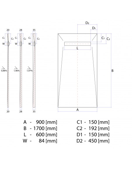 Duschelement - 90 - X - 170 - Cm - 4 - Seitiges - Gefaelle - Mit - Rinne - Wiper - Showerlay - Line - Premium - Pure - Fue...