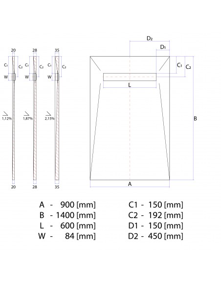 Duschelement - 90 - X - 140 - Cm - 4 - Seitiges - Gefaelle - Mit - Rinne - Wiper - Showerlay - Line - Premium - Pure - Fue...