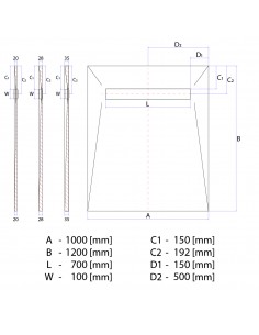 Komplett - Set: Duschelement Für Vinylboden Mit 4 - Seitigem Gefälle, Designrost "Sirocco" Und Siphon 2 Komplett - Set: Duschelement Für Vinylboden Mit 4 - Seitigem Gefälle, Designrost "Sirocco" Und Siphon 2