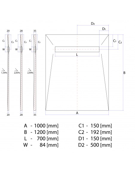 Duschelement - 100 - X - 120 - Cm - 4 - Seitiges - Gefaelle - Mit - Rinne - Wiper - Showerlay - Line - Premium - Pure - Fu...