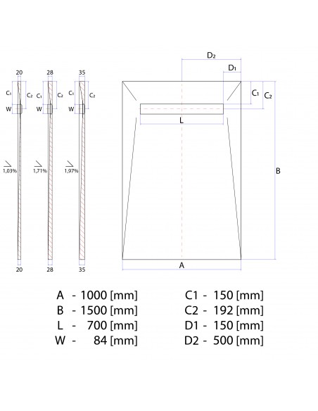 Duschelement - 100 - X - 150 - Cm - 4 - Seitiges - Gefaelle - Mit - Rinne - Wiper - Showerlay - Line - Premium - Pure - Fu...