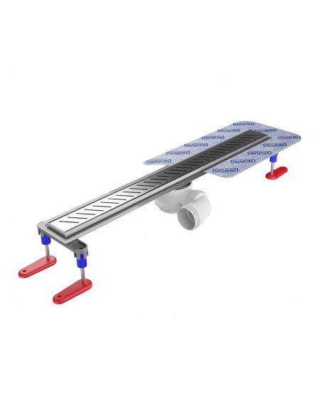 Komplett - Set: Linearer Ablauf Mit Sekundärentwässerung Und Designrost Zonda Silver ([surface]), Inklusive Siphon