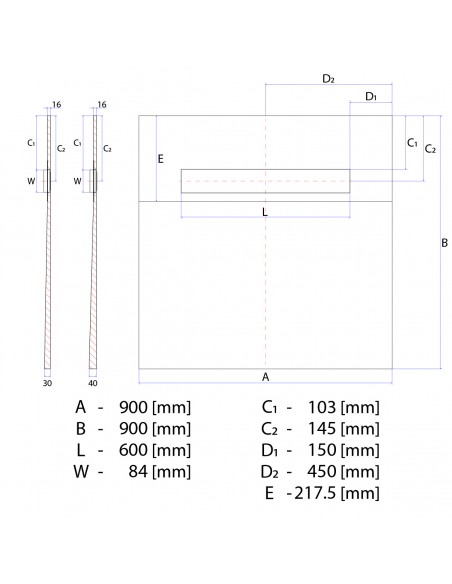 Duschelement - 90 - X - 90 - Cm - 1 - Seitiges - Gefaelle - Mit - Rinne - Wiper - Oneway - Line - Premium - Pure - Fuer - ...