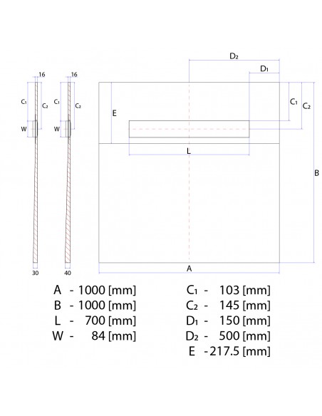 Duschelement - 100 - X - 100 - Cm - 1 - Seitiges - Gefaelle - Mit - Rinne - Wiper - Oneway - Line - Premium - Pure - Fuer....