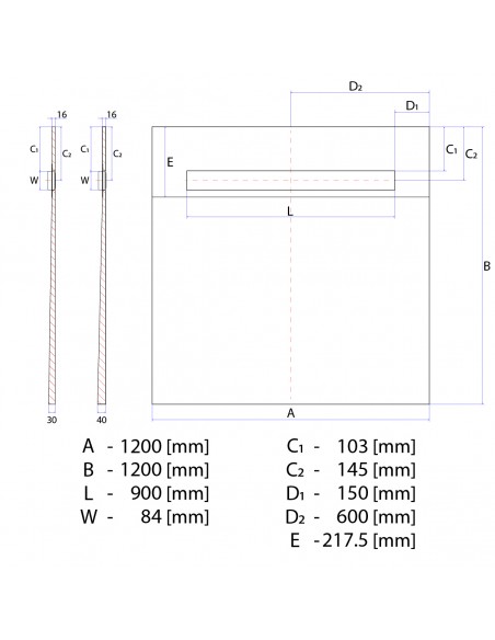 Duschelement - 120 - X - 120 - Cm - 1 - Seitiges - Gefaelle - Mit - Rinne - Wiper - Oneway - Line - Premium - Pure - Fuer....