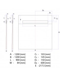 Komplett - Set: Befliesbares Duschelement Mit 1 - Seitigem Gefälle, Designrost "Sirocco" Und Siphon 2
