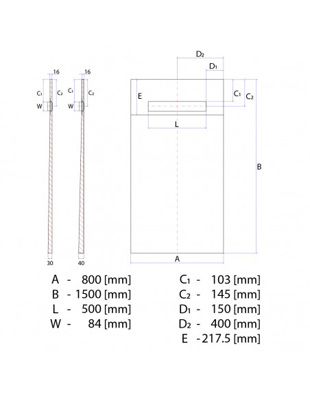 Duschelement - 80 - X - 150 - Cm - 1 - Seitiges - Gefaelle - Mit - Rinne - Wiper - Oneway - Line - Premium - Pure - Fuer -...