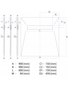 Komplett - Set: Duschelement Für Mikrozement Mit 4 - Seitigem Gefälle, Designrost "Pure" Und Siphon 2