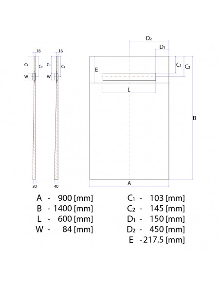 Duschelement - 90 - X - 140 - Cm - 1 - Seitiges - Gefaelle - Mit - Rinne - Wiper - Oneway - Line - Premium - Pure - Fuer -...