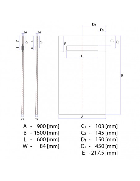 Duschelement - 90 - X - 150 - Cm - 1 - Seitiges - Gefaelle - Mit - Rinne - Wiper - Oneway - Line - Premium - Pure - Fuer -...