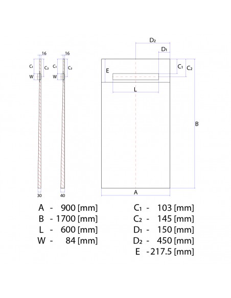 Duschelement - 90 - X - 170 - Cm - 1 - Seitiges - Gefaelle - Mit - Rinne - Wiper - Oneway - Line - Premium - Pure - Fuer -...