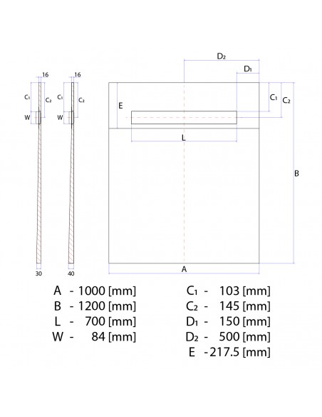 Duschelement - 100 - X - 120 - Cm - 1 - Seitiges - Gefaelle - Mit - Rinne - Wiper - Oneway - Line - Premium - Pure - Fuer....