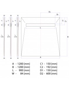 Komplett - Set: Duschelement Für Mikrozement Mit 4 - Seitigem Gefälle, Designrost "Pure" Und Siphon 2