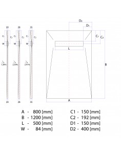 Komplett - Set: Duschelement Für Mikrozement Mit 4 - Seitigem Gefälle, Designrost "Sirocco" Und Siphon 2