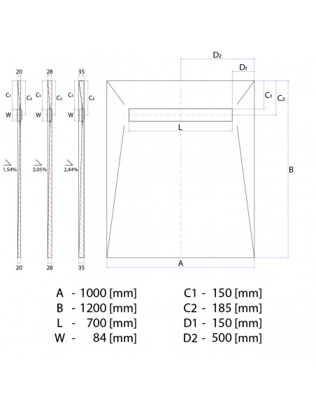 Duschelement - 100 - X - 120 - Cm - 4 - Seitiges - Gefaelle - Mit - Sekundaerentwaesserung - Wiper - Showerlay - Line - El...