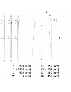 Komplett - Set: Duschelement Für Mikrozement Mit 4 - Seitigem Gefälle, Designrost "Zonda" Und Siphon 2