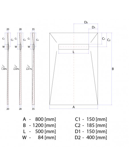 Duschelement - 80 - X - 120 - Cm - 4 - Seitiges - Gefaelle - Mit - Sekundaerentwaesserung - Wiper - Showerlay - Line - Eli...