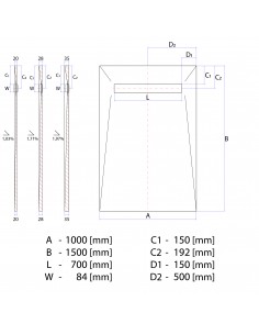 Komplett - Set: Duschelement Für Mikrozement Mit 4 - Seitigem Gefälle, Designrost "Ponente" Und Siphon 2
