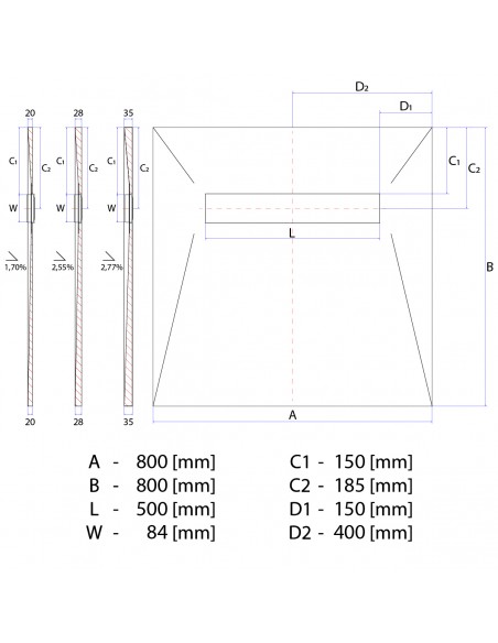 Duschelement - 80 - X - 80 - Cm - 4 - Seitiges - Gefaelle - Mit - Sekundaerentwaesserung - Wiper - Showerlay - Line - Elit...