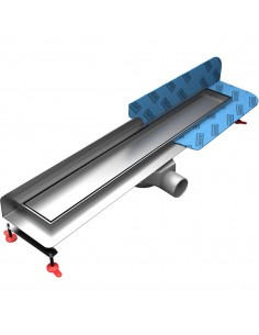 Komplett - Set: Linearer Ablauf Mit Wandaufkantung, Designrost "Pure" Und Siphon