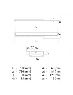 Komplett - Set: Linearer Ablauf Mit Wandaufkantung, Designrost "Pure" Und Siphon 2 Komplett - Set: Linearer Ablauf Mit Wandaufkantung, Designrost "Pure" Und Siphon 2
